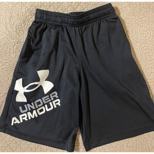 Under Armour Boys' UA Prototype 2.0 Logo Shorts Black/White 001 YLG/G